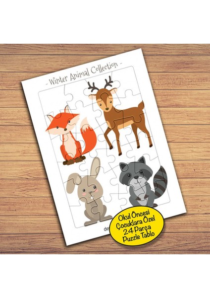Geyik, Tilki,tavşan Çocuklara Özel Puzzle Yapboz TABLO-2147984468