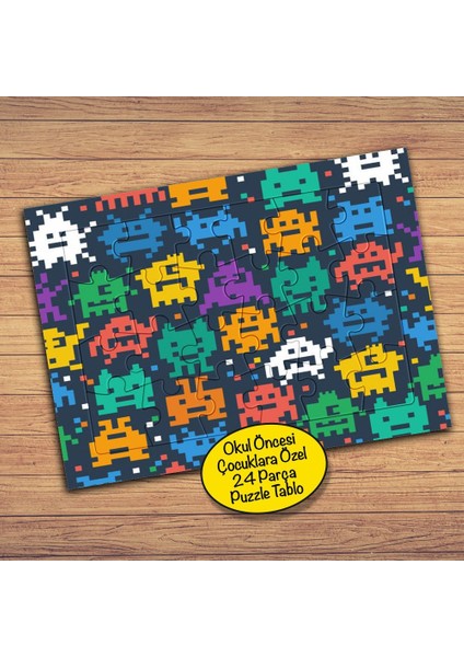 Renkli Pixsel Böcekler 24 Parça Çocuklara Özel Yapboz TABLO-471