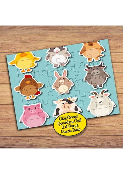 Sevimli Kümes Hayvanları 24 Parça Çocuklara Özel Yapboz TABLO-4288
