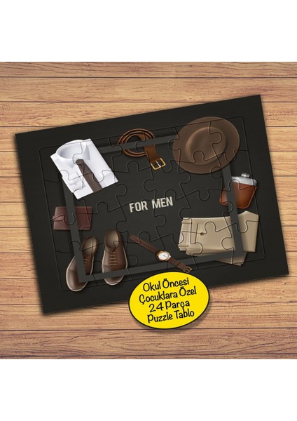 For Men-Elbise Kombini 24 Parça Çocuklara Özel Yapboz TABLO-11279