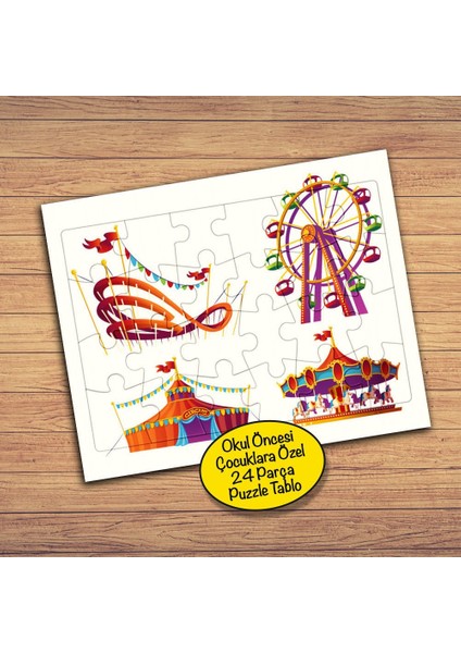 Lunapark Oyuncakları 24 Parça Çocuklara Özel Yapboz TABLO-441711