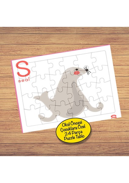 Sevimli Fok Balığı 24 Parça Çocuklara Özel Yapboz Tablo-87637628