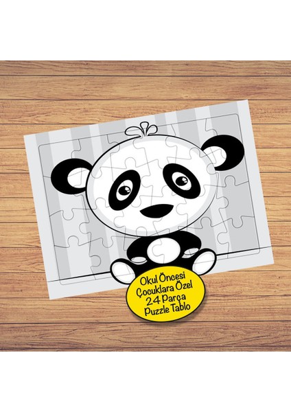 Oval Kafalı Panda 24 Parça Çocuklara Özel Yapboz TABLO-1045-225