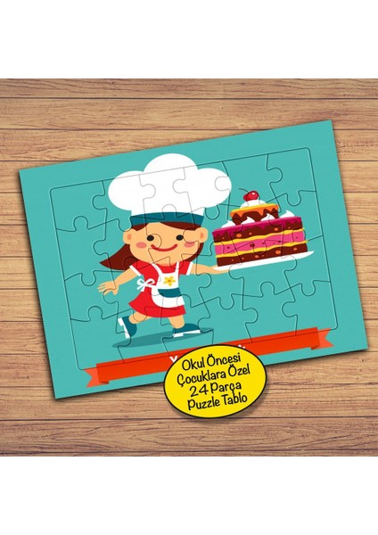 Pasta Yapan Minik Şef 24 Parça Çocuklara Özel Yapboz TABLO-208