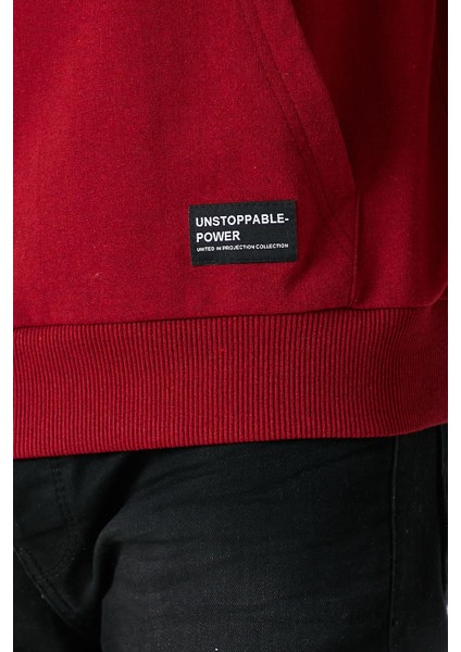 Bordo Erkek Kapüşonlu Kanguru Cepli Sweatshirt indirimleri