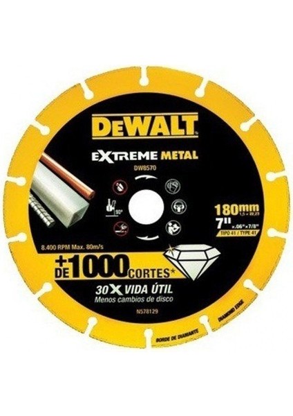 DW8570 Extreme Metal Max Kesme Diski 180 x 22,2 mm