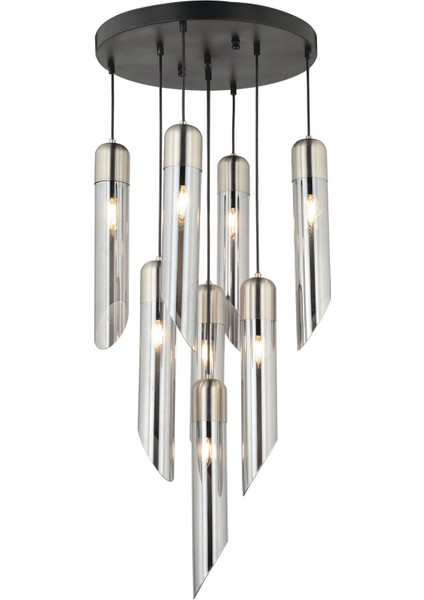 Tube Modern Tasarım Avize 8'li Krom