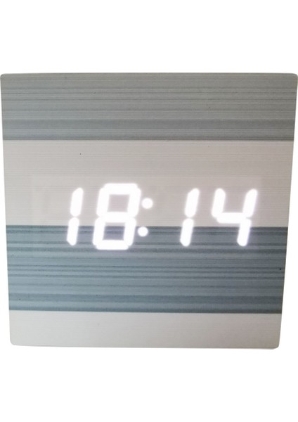 Aydınlık Sessiz Termo - Higrometre Mavi Renkli Çubuk Çalar Saat - Kare Beyaz Işık (Yurt Dışından)