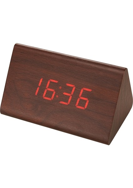 Sessiz Aydınlık Elektronik Kontrol Küçük Üçgen Çalar Saat - Kahverengi Ahşap Kırmızı Işık (Yurt Dışından)