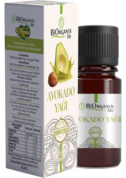 Biorganix Life Avakado Yağı 20 ml