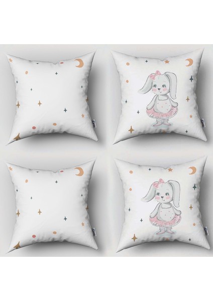 Çift Taraflı Dekoratif 43CM x 43CM Bebek Çocuk Odası 4 Lü Kırlent Kılıfı Model 242