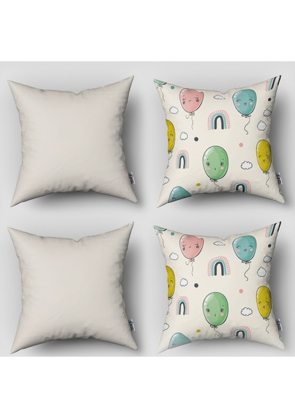 Çift Taraflı Dekoratif 43CM x 43CM Bebek Çocuk Odası 4 Lü Kırlent Kılıfı Model 1365