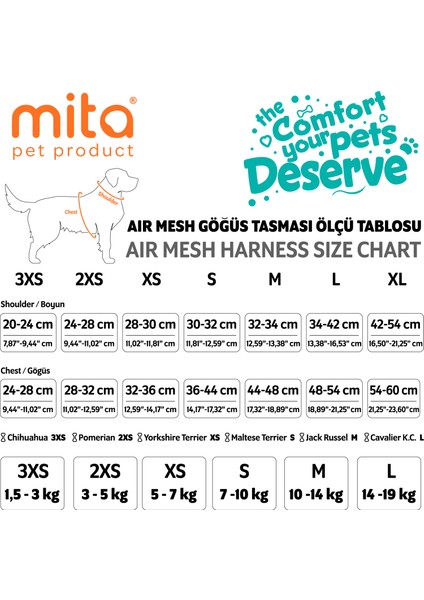 Air Mesh Göğüs Tasması Lacivert 2XS 3-5 Kg