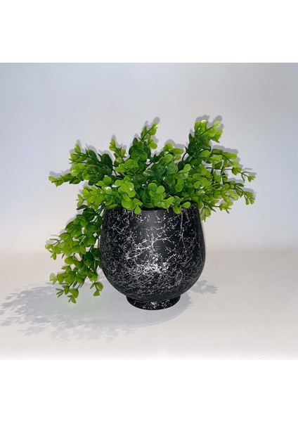 Mini Saksı Gümüş Mermer Desen Saksı