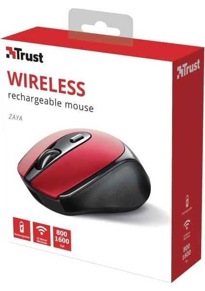 24019 Zaya Rechargeable Şarj Edilebilir Kablosuz Optik Mouse Kırmızı