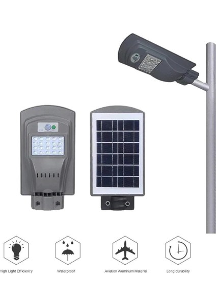 Tekno Solar Güneş Enerjili Bahçe Aydınlatma Direği + 30W Solar Sokak Lambası