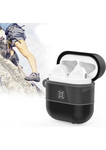 Airpods Kılıf IP68 Su Geçirmez Tam Koruma Karbon Fiber Zırh Tasarım modelleri
