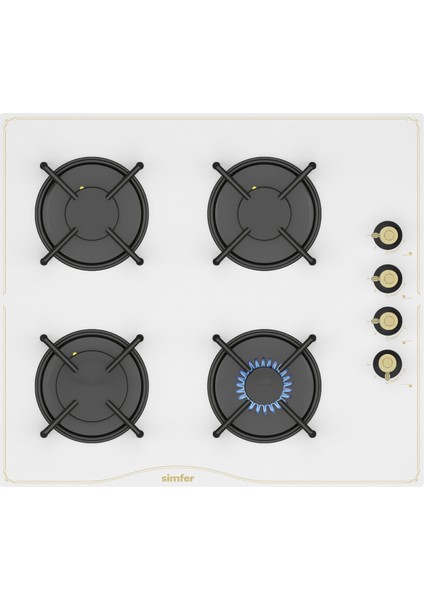 3324 Rustik Beyaz 60 cm Cam Ankastre Ocak