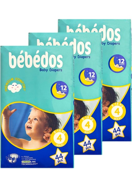 3'lü Ekonomik Paket Bebek Bezi 4 No Maxi Boy 132'LI