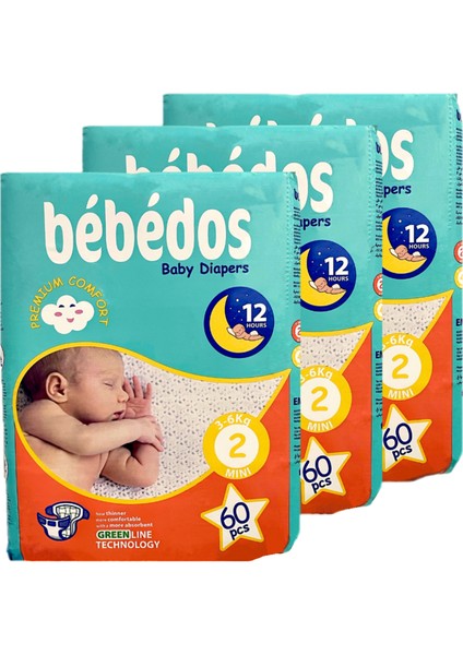 3'lü Ekonomik Paket Bebek Bezi 2 No Mini Boy 180'LI
