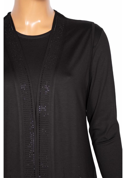 Işıltı Kadın Büyük Beden Yelek Bluz Siyah Takım fiyatları