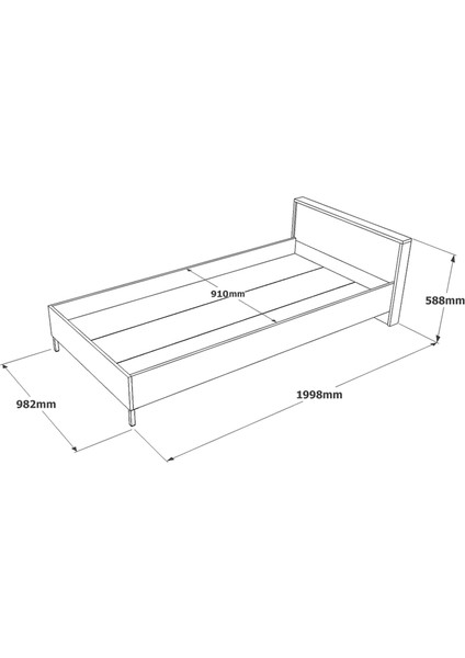 Robin Home Genç Odası Tek Kişilik Karyola Metal Ayak