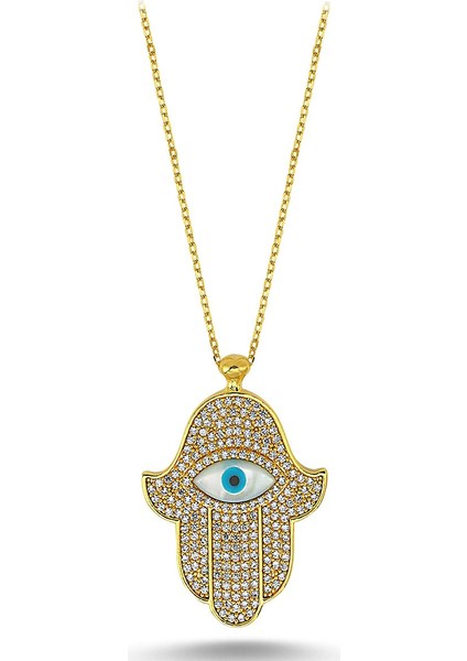 Fatma Ana Eli Zirkon Taşlı Gümüş Kolye