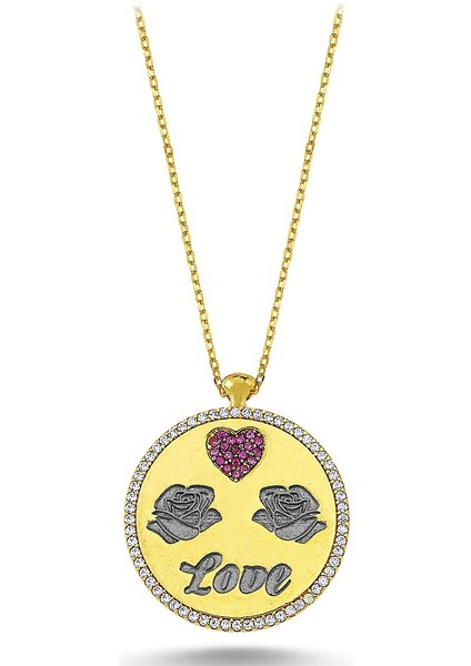 Kalp ve Güller Zirkon Taşlı Hayalet Kolye