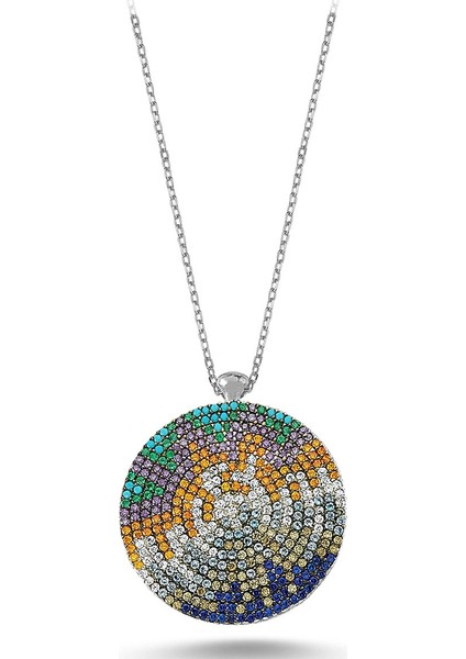 Renkli Zirkon Taş Işlemeli Hayalet Kolye