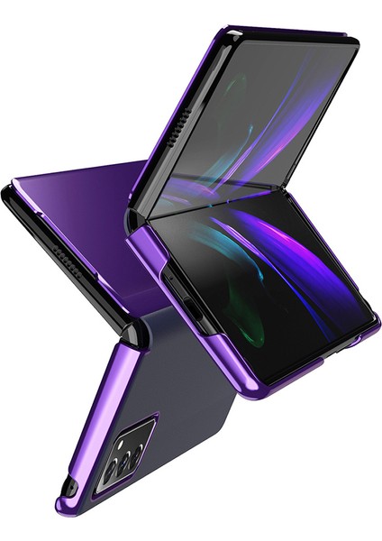 Samsung Galaxy Z Fold 2 5G İçin Pu Deri Standlı Kapaklı Kılıf Siyah (Yurt Dışından)