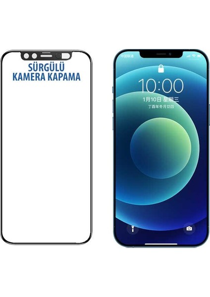 Apple iPhone 12 Pro Max Secret Temperli Cam Full Ekran Koruyucu Sürgülü Kamera Kapama fiyatları