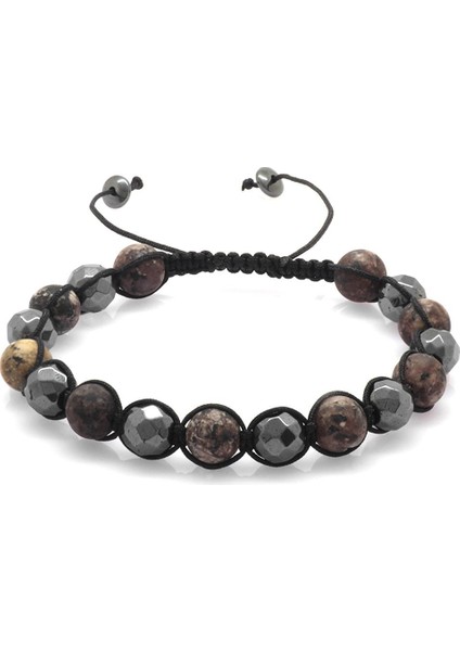Makrome Örgülü Küre Kesim Mat Ceyd-Fasetalı Hematit Kombinli Doğaltaş Bileklik fiyatları