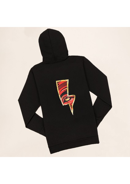 Kapüşonlu Sırt Baskılı Şimşek Sweat