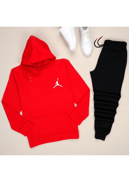 Kırmızı Jordan Esh Düz Siyah Eşofman Takımı