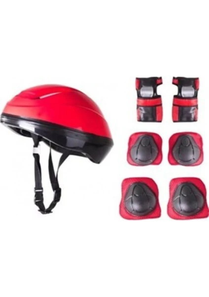 Toys F-Sports Kask Dizlik Dirseklik Koruyucu Set Kırmızı