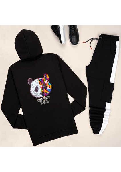 Kapşonlu Sırt Baskılı Panda Eşofman Takımı