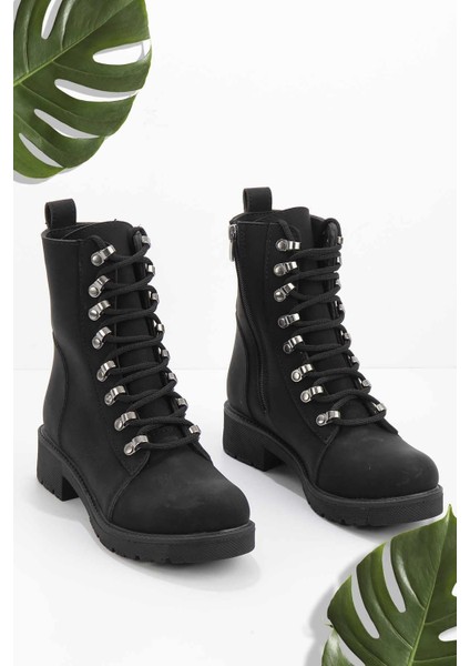 Siyah Nubuk Kadın Bot & Bootie K02839024201