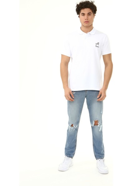 Polo Yaka Arma Baskı T-Shirt