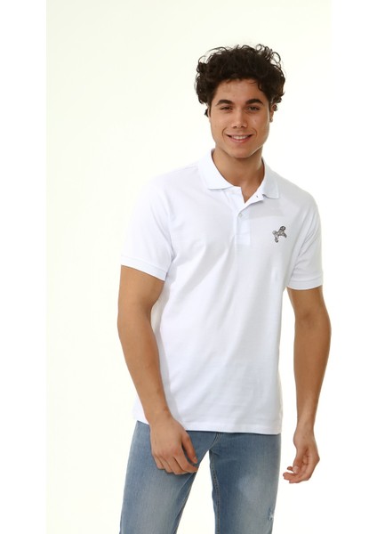Polo Yaka Arma Baskı T-Shirt