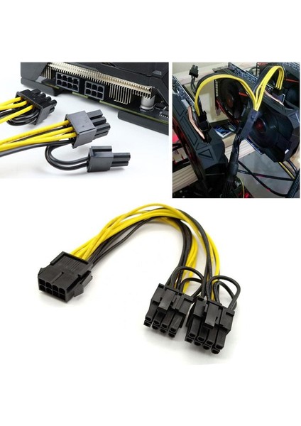 8 pin PCIE erkek to 6+2 dual PCI-E GPU power kablo