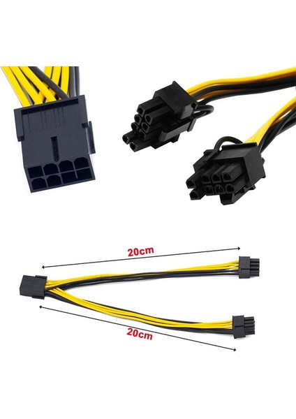 8 pin PCIE erkek to 6+2 dual PCI-E GPU power kablo