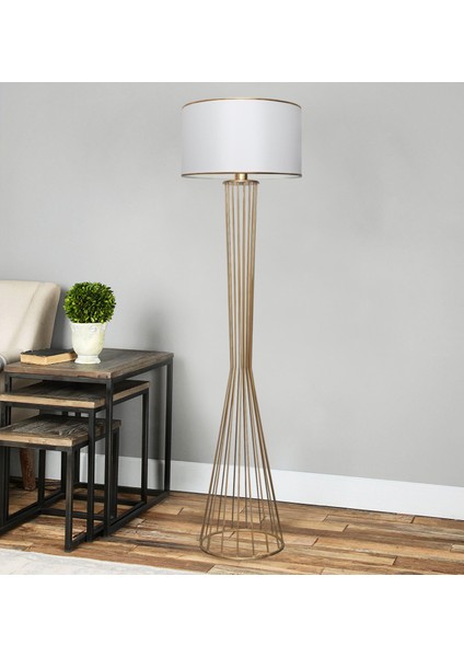 Daisy Gold Gövdeli Silindir Başlıklı Metal Lambader