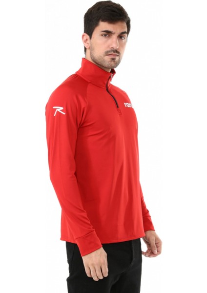 Erkek Yarım Fermuarlı Sweatshirt Vıta Kırmızı