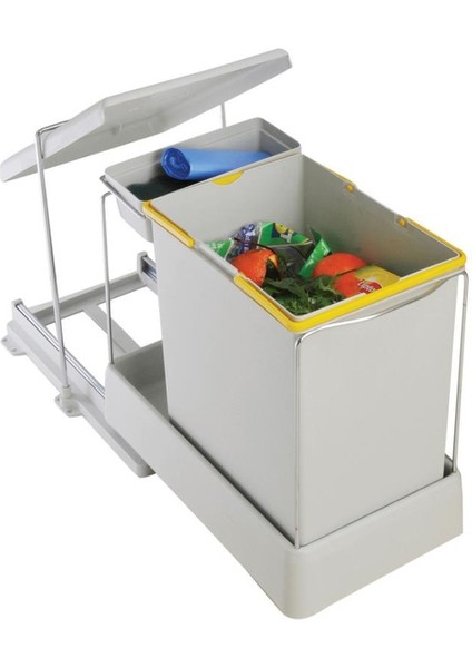 Raylı Dolap Içi Çöp Kovası Gri 20 Litre