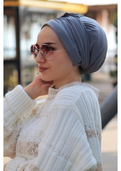 Tasarım Bone Gri - Yeni Model Tesettür Giyim