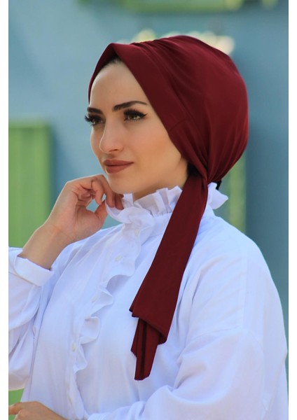Tasarım Bone Bordo Rengi - Yeni Model Tesettür Giyim