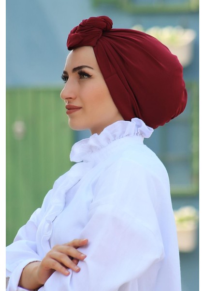 Tasarım Bone Bordo Rengi - Yeni Model Tesettür Giyim modelleri