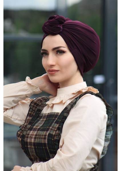 Tasarım Bone Mürdüm Rengi - Yeni Model Tesettür Giyim