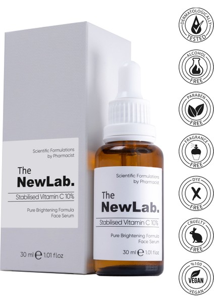 The NewLab. Aydınlatıcı Cilt Tonu Eşitleyici C Vitamini Serum( %10 Ascorbic Acid, Niacinamide, Panthenol) Nl02