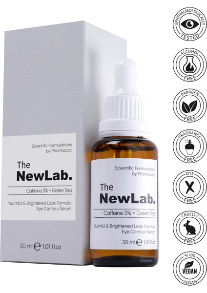 The NewLab. Göz Altı Torbalanma Ve Morluk Karşıtı, Göz Çevresi Aydınlatıcı Serum 30 ml (CAFFEİNE 5% GREEN TEA)